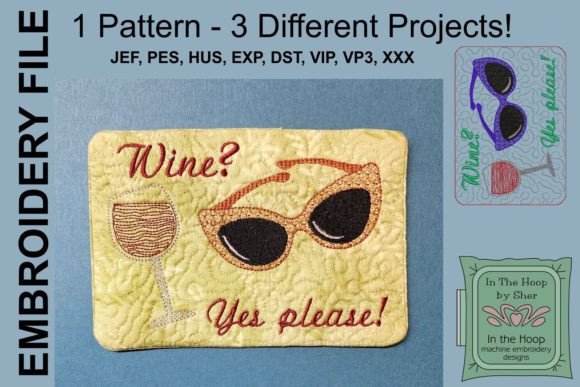 Reviewing the Wine Please Mug Rug or Doorknob Hanger